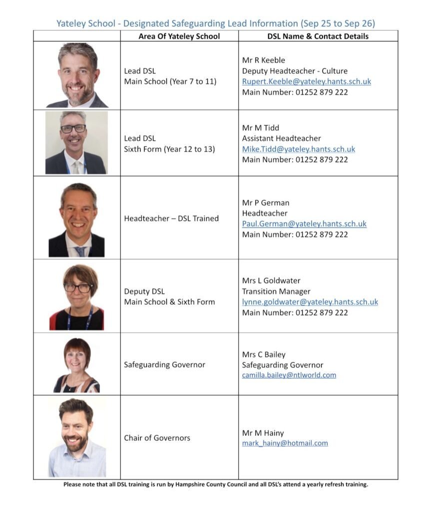 Designated Safeguarding Lead contact information