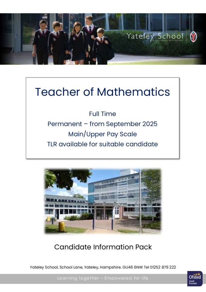 thumbnail of Teacher of Maths – Candidate Information Pack